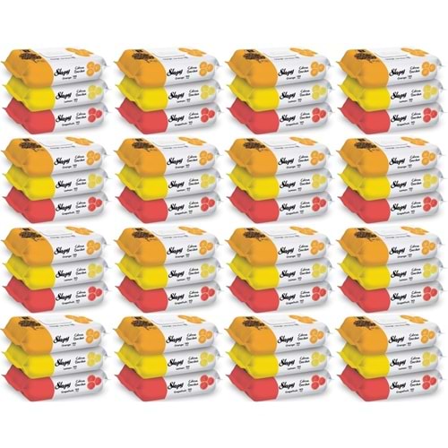 Sleepy Islak Havlu Mendil Meyve Çeşitleri 90 Yaprak (48 Li Set) Plastik Kapaklı (Citrus Garden)