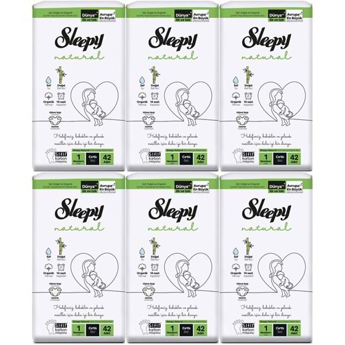 Sleepy Bebek Bezi Natural Beden:1 (2-5KG) Yeni Doğan Newborn 252 Adet Jumbo Pk (6PK*42)