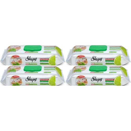 Sleepy Easy Clean Yüzey Temizlik Mutfak Havlusu -Mendili 50 Yaprak Bergomot Yağlı (4Lü Set) 200Yprk