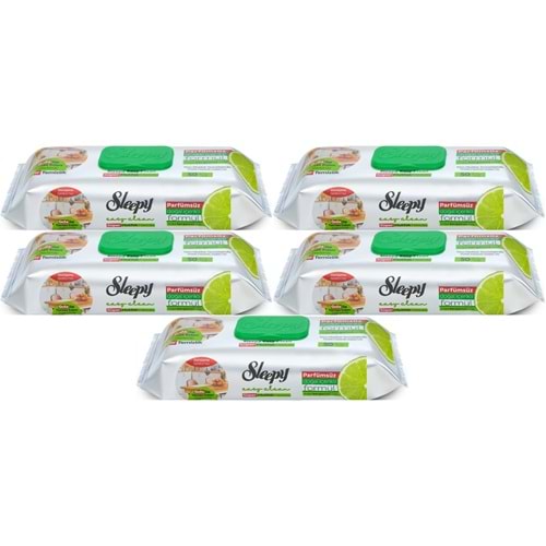 Sleepy Easy Clean Yüzey Temizlik Mutfak Havlusu -Mendili 50 Yaprak Bergomot Yağlı (5Li Set) 250Yprk