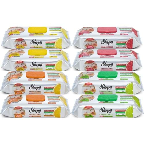Sleepy Easy Clean Yüzey Temizlik Mutfak Havlusu - Mendili 50 Yaprak Karma (8 Li Set)