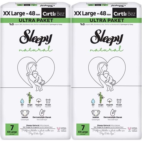 Sleepy Bebek Bezi Natural Beden:7 (20-30KG) XX Large 96 Adet Ekonomik Ultra Pk