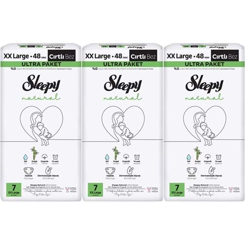 Sleepy Bebek Bezi Natural Beden:7 (20-30KG) XX Large 144 Adet Aylık Ultra Pk