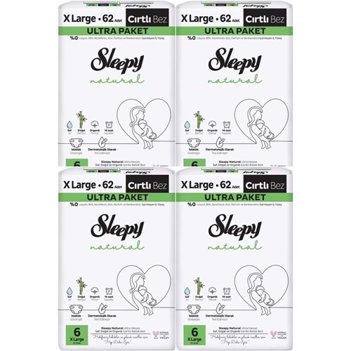 Sleepy Bebek Bezi Natural Beden:6 (15-25KG) Extra Large 248 Adet Avantaj Ultra Pk