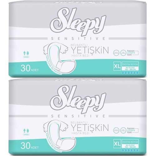 Sleepy Yetişkin Hasta Bezi Bel Bantlı XL - Extra Large - Ekstra Large 60 Adet (2PK*30)