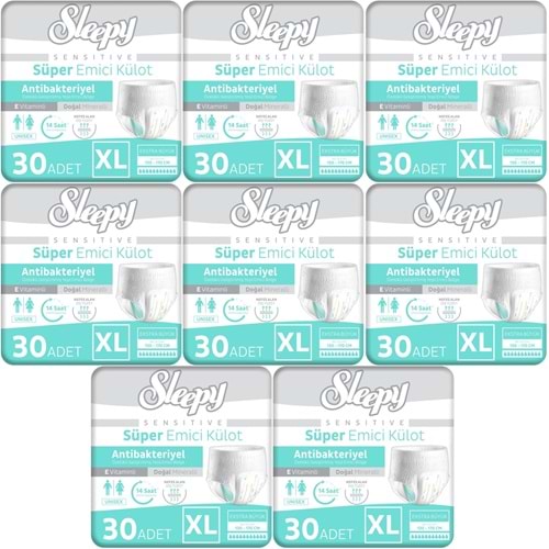 Sleepy Hasta Bezi Yetişkin Emici Külot XL - Ekstra Büyük - Extra Large 240 Adet (8PK*30)