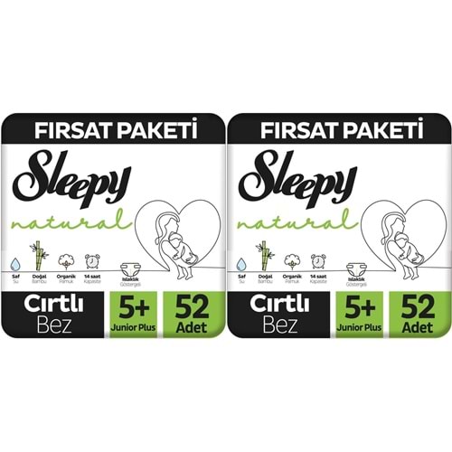 Sleepy Bebek Bezi Naturel Beden:5+ (13-20Kg) Junior Plus 104 Adet Ekonomik Fırsat Pk
