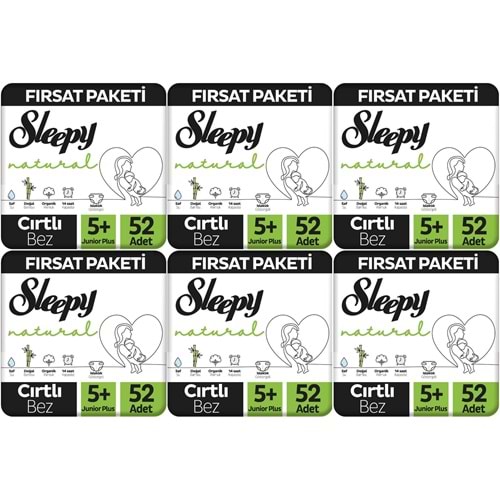 Sleepy Bebek Bezi Naturel Beden:5+ (13-20Kg) Junior Plus 312 Adet Ekstra Fırsat Pk