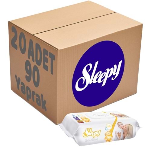 Sleepy Islak Havlu Mendil 90 Yaprak Sensitive 20 Li Set Plastik Kapaklı