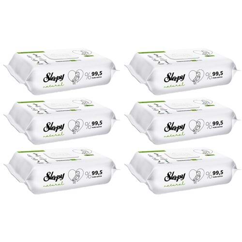 Sleepy Islak Havlu Mendil 90 Yaprak Natural Yenidoğan 6 Lı Set 540 Yaprak Plastik Kapaklı