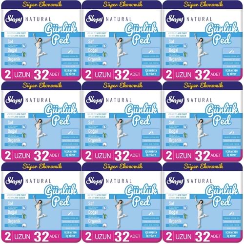 Sleepy Natural Günlük Ped Uzun 288 Adet Süper Ekonomik Pk (9PK*32)