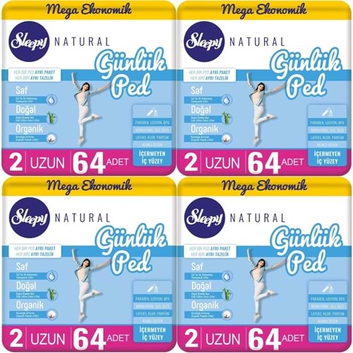 Sleepy Natural Günlük Ped Uzun 256 Adet Mega Pk (4PK*64)