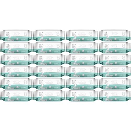 Sleepy Hasta Vücut Temizleme Islak Mendil Havlu 50 Yaprak XL 24 Lü Set