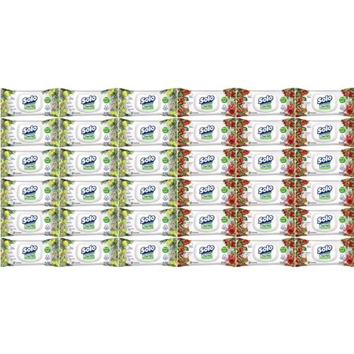 Solo Islak Havlu Mendil 50 Yaprak Limon & Biberiye-Elma Sirkesi & Karbonat (36 Lı Karma Set)