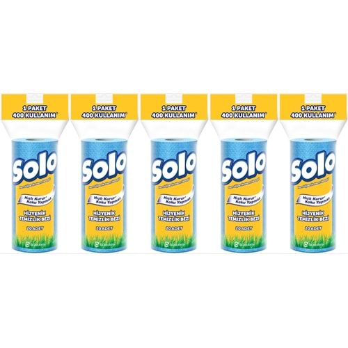 Solo Hijyenik Temizlik Bezi (İç adet 20 Li) (Kokusuz ve Hızla Kuruyan) (5 Li Set)