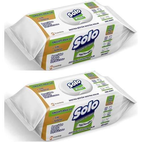Solo Yüzey Temizlik Havlusu - Mendili 100 Yaprak Beyaz Sabun Ferahlığı (2 Li Set) 200 Yaprak