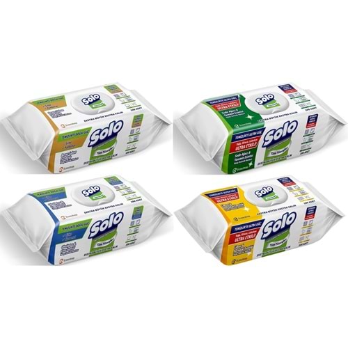 Solo Yüzey Temizlik Havlusu (Beyaz Sabun/Sedir/Okaliptus/Limon) (Karma 4 Lü Set) 400 Yaprak