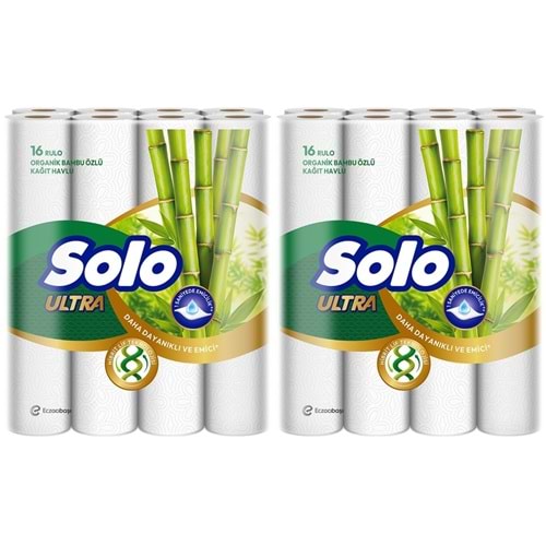 Solo Ultra Kağıt Havlu 32 Li Paket Rulo Organik Bambu ve Pamuk Özlü (Dev Ekonomik Pk) (2PK*16)