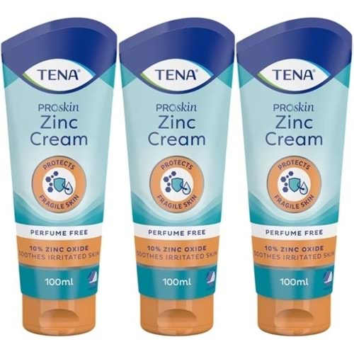 Tena Proskin Çinko Krem 100 ML (Yatan hastalar için Koruyucu - Onarıcı) (3 Lü Set)