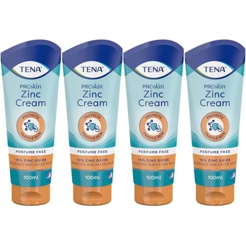 Tena Proskin Çinko Krem 100 ML (Yatan hastalar için Koruyucu - Onarıcı) (4 Lü Set)