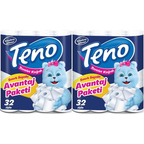Teno Ultra Tuvalet Kağıdı Çift Katlı 64 Lü Set (2Pk*32) (Avantaj Pk Serisi)