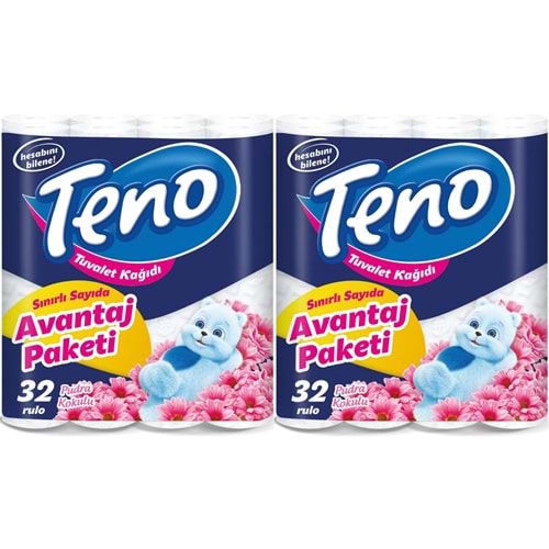 Teno Ultra Tuvalet Kağıdı Çift Katlı 64 Lü Paket Pudra Kokulu (Avantaj Pk Serisi) (2PK*32)