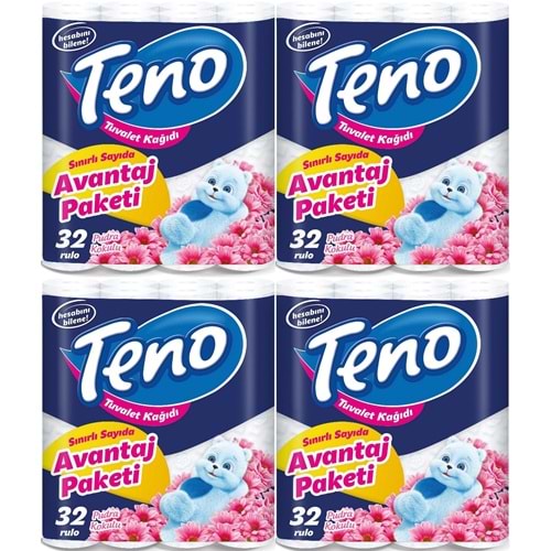 Teno Ultra Tuvalet Kağıdı Çift Katlı 128 Li Paket Pudra Kokulu (Avantaj Pk Serisi) (4PK*32)
