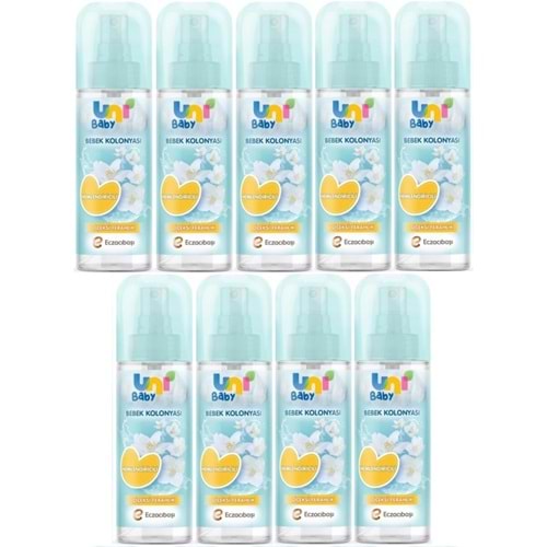 Uni Baby Bebek Kolonyası 150ML Nemlendiricili/Çiçeksi Ferahlık (9 Lu Set)