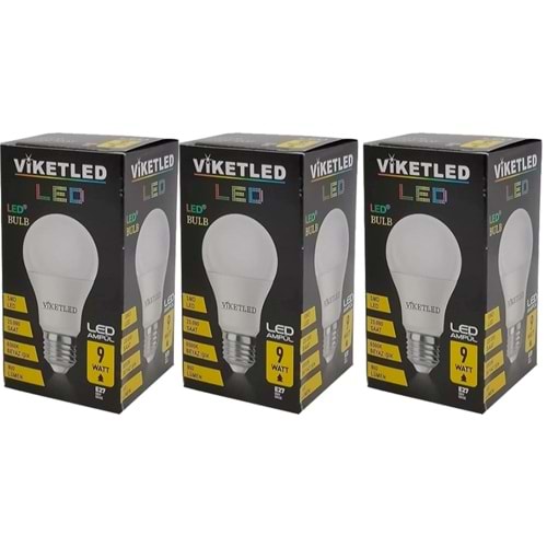 Viketled Led Ampül Beyaz-White 9W (3 Lü Set)
