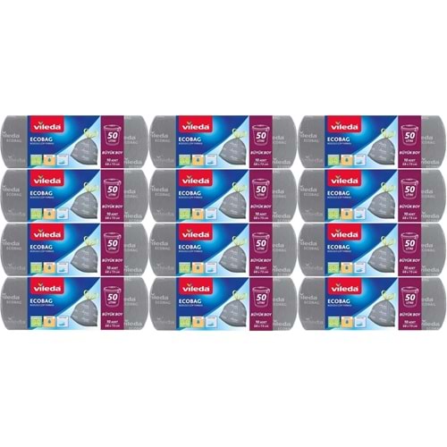 Vileda Ecobag Büzgülü Çöp Torbası 68X73CM Büyük Boy 120 Li Set (12PK*10)