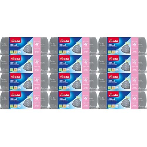 Vileda Ecobag Büzgülü Çöp Torbası 45X55CM Küçük Boy 240 Lı Set (12PK*20)