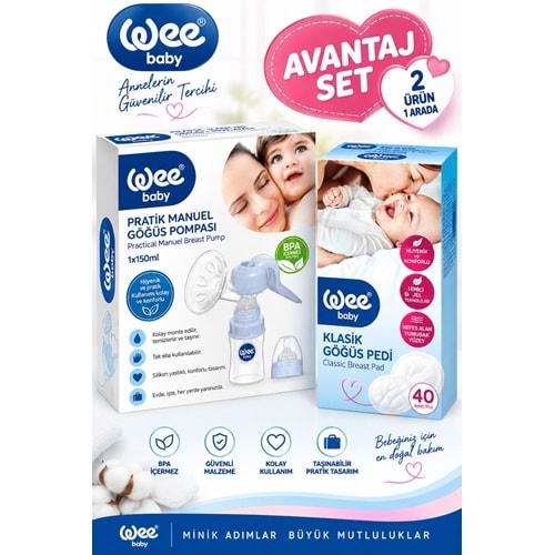Wee Baby Pratik Manuel Göğüs Pompası (Yeni) + Göğüs Pedi Hediye 40 Lı Pk