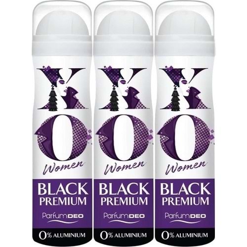 XO Deodorant 150ML Women-Kadın Black Premium (3 Lü Set)