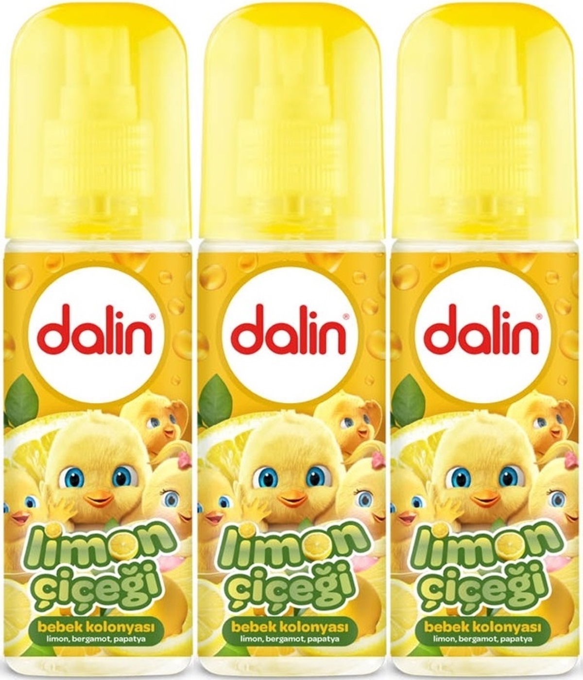 Dalin Bebek Kolonyası 150ML Limon Çiçeği (Limon-Bergomat-Papatya) (3 Lü Set)