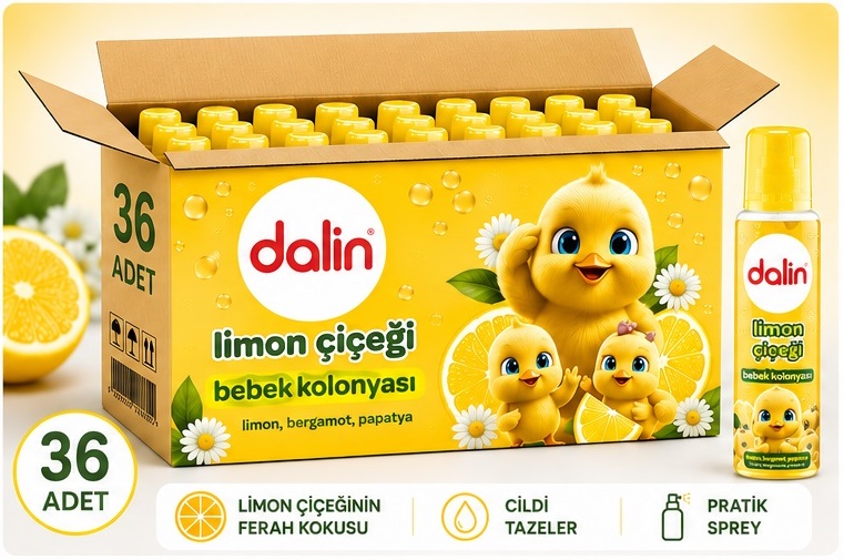 Dalin Bebek Kolonyası 150ML Limon Çiçeği (Limon-Bergomat-Papatya) (36 Lı Set)