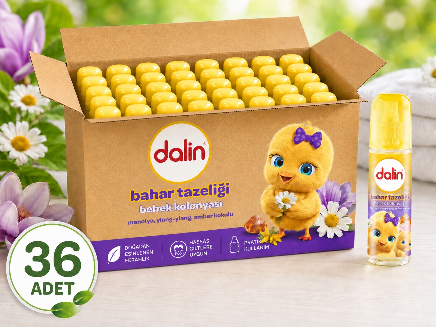 Dalin Bebek Kolonyası 150ML Bahar Tazeliği (Manolya-Ylang,Ylang-Amber Kokulu) (36 Lı Set)