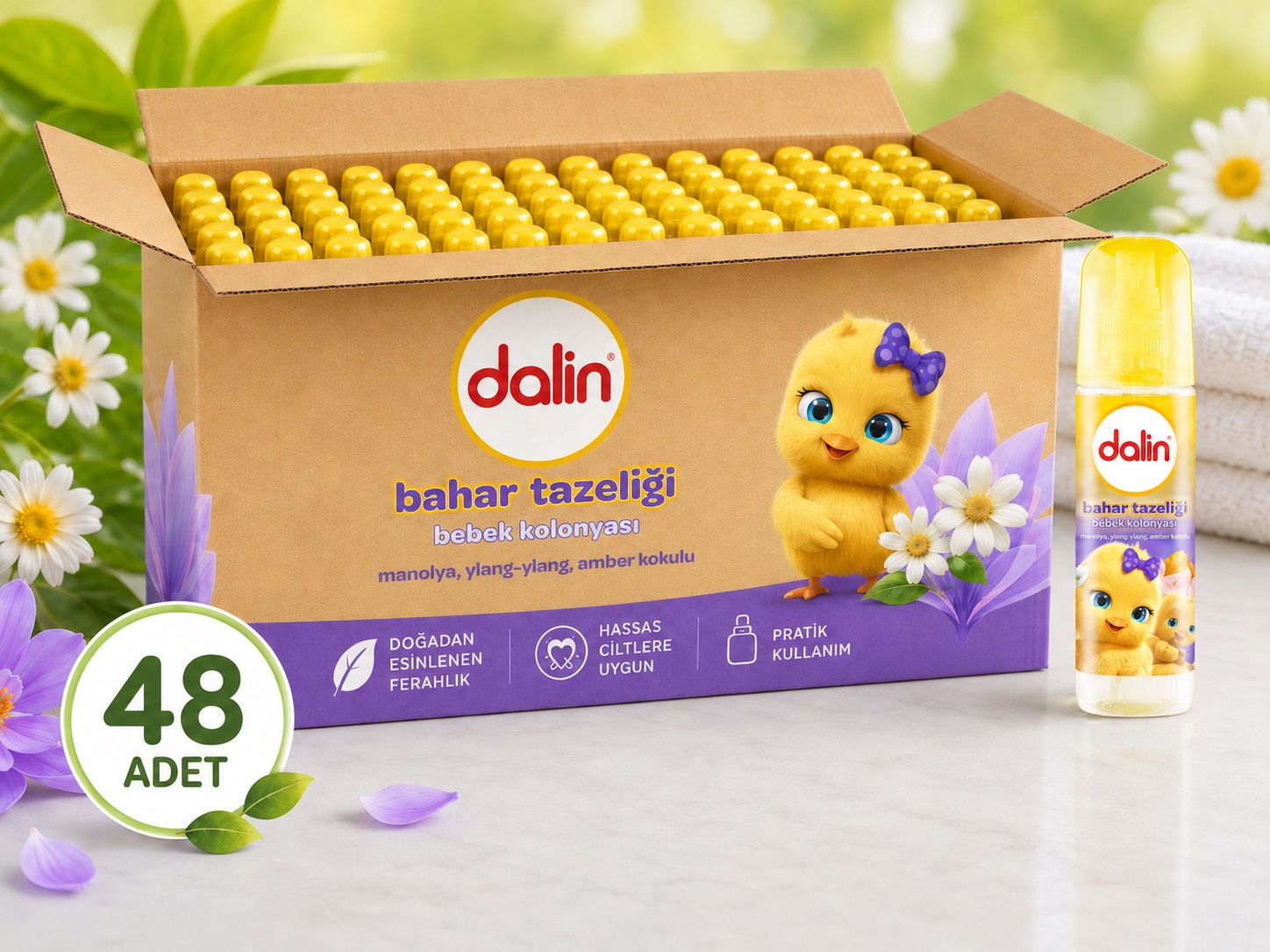 Dalin Bebek Kolonyası 150ML Bahar Tazeliği (Manolya-Ylang,Ylang-Amber Kokulu) (48 Li Set)