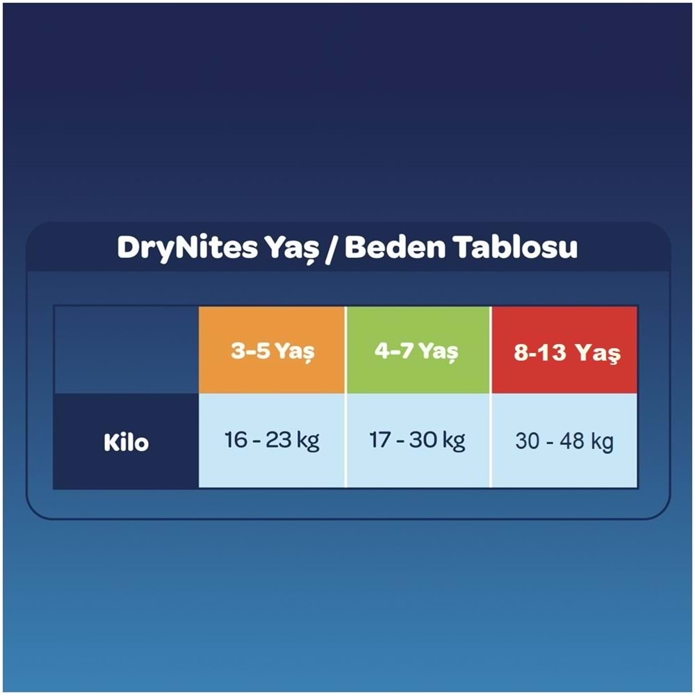 Drynites Emici Gece Külodu/Külot Bez Erkek 8-13 Yaş (30-48KG) Large 9 Adet (Alt Islatmalara Karşı)