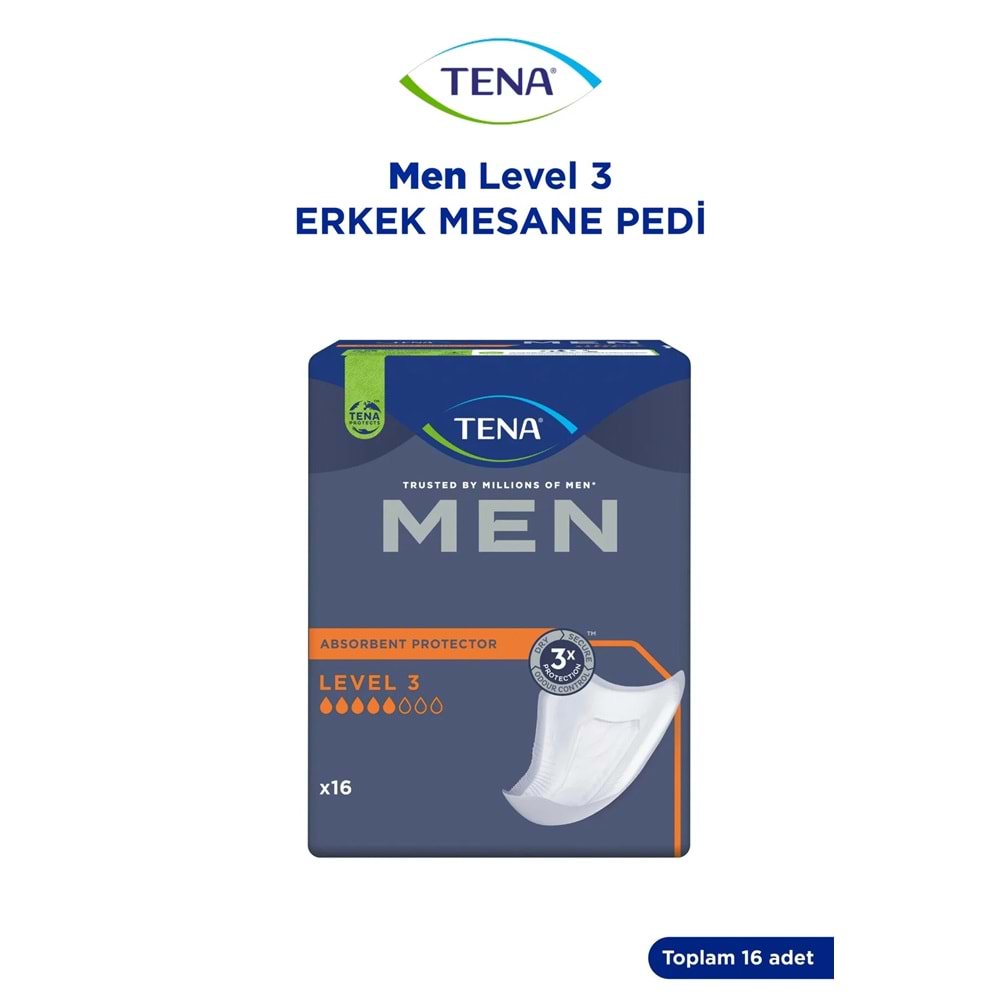 Tena Men Emici Koruma Level 3 Erkek Mesane Pedi 16 Adet