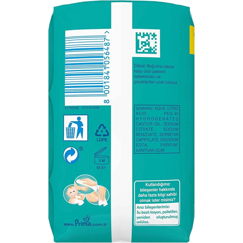 Prima Islak Havlu Mendil Temiz ve Ferah (Bitki Bazlı) 52 Yaprak (3 Lü Pk) 156 Yaprak