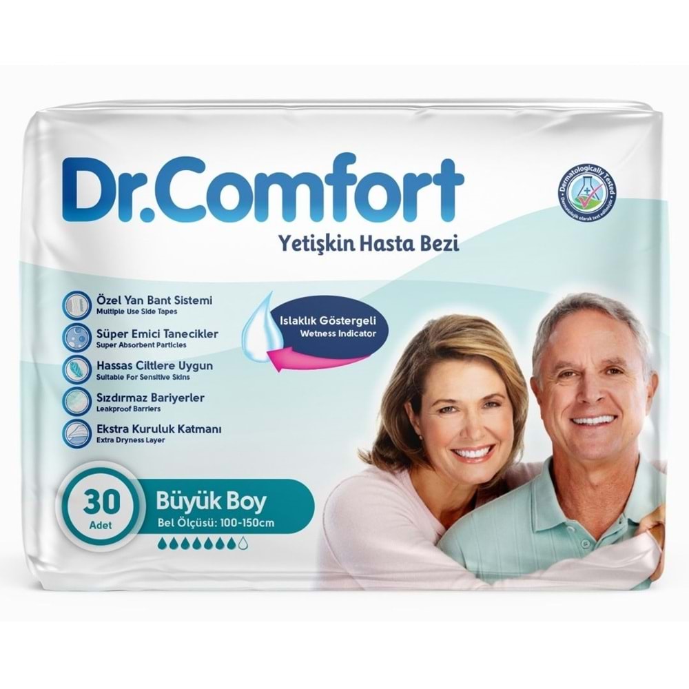 Dr.Comfort Yetişkin Bezi Bel Bantlı Tekstil Yüzeyli L - Büyük - Large 30 Adet