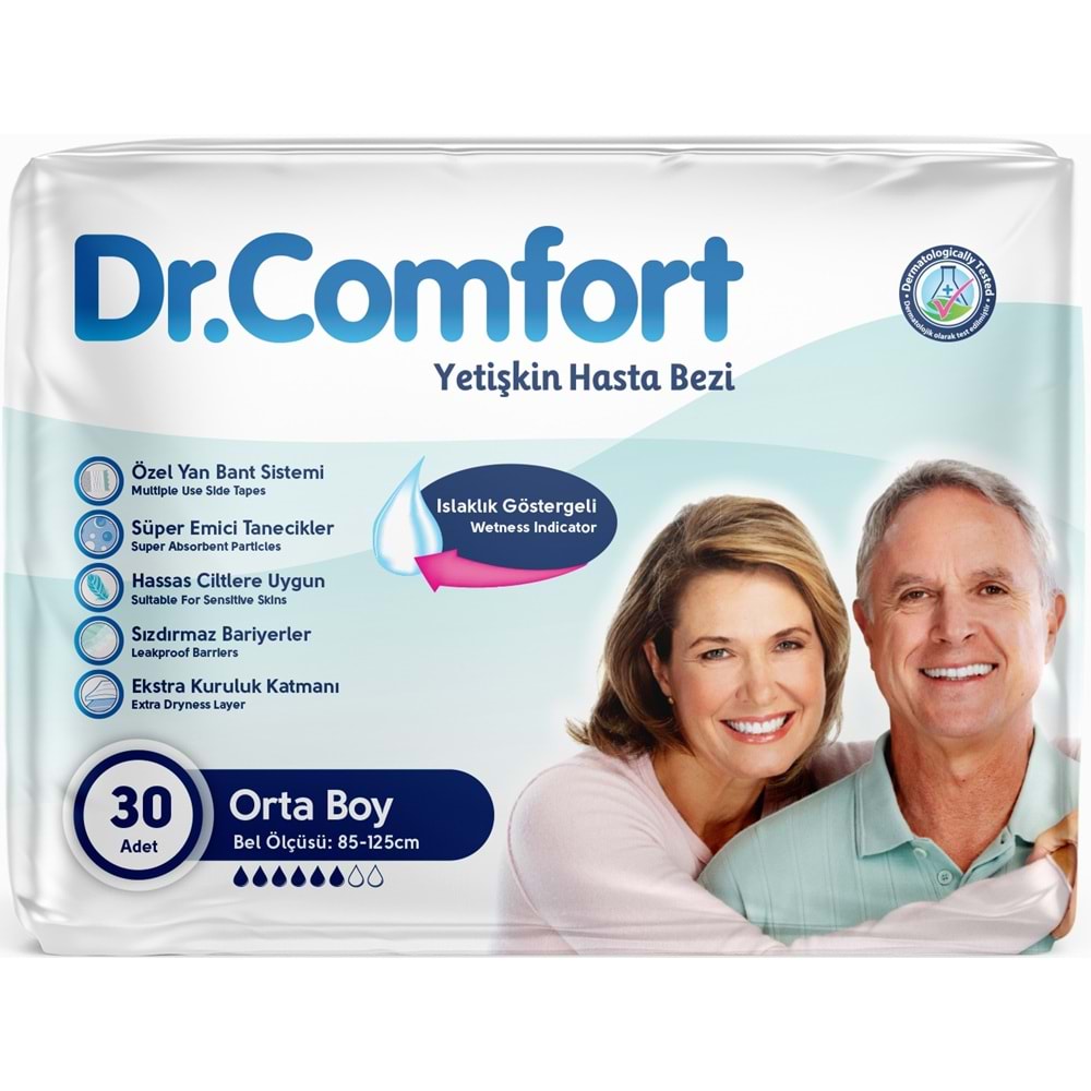 Dr.Comfort Yetişkin Bezi Bel Bantlı Tekstil Yüzeyli M - Orta - Medium 30 Adet