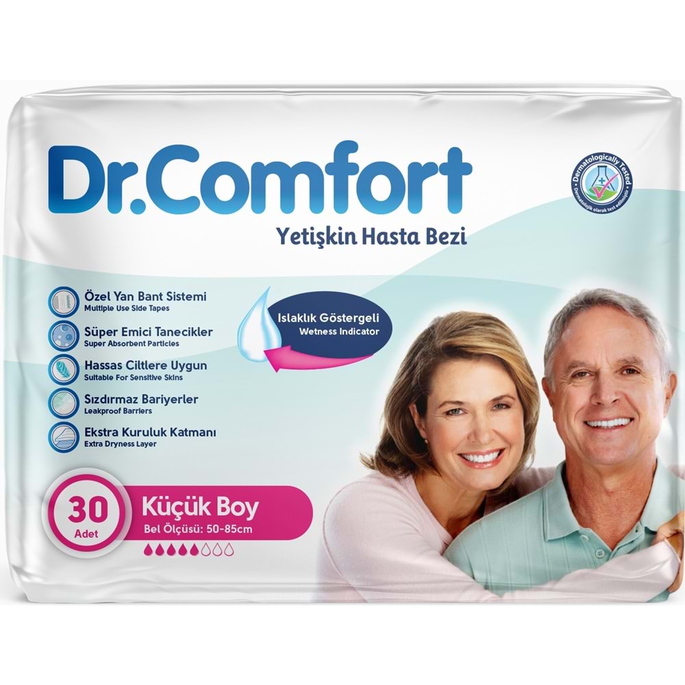 Dr.Comfort Yetişkin Bezi Bel Bantlı Tekstil Yüzeyli S - Küçük - Small 30 Adet
