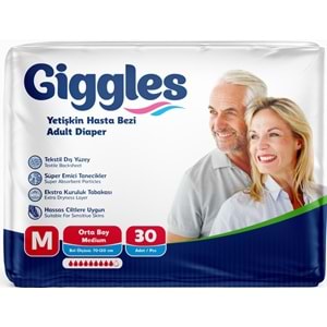 Giggles Yetişkin Bezi Bel Bantlı Tekstil Yüzey Orta - Medium (M) 30 Adet Tekli Pk