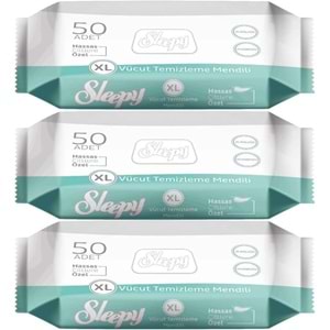 Sleepy Hasta Vücut Temizleme Islak Mendil Havlu 50 Yaprak XL (3 Lü Set)