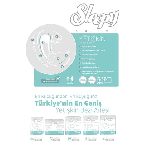Sleepy Yetişkin Bezi Bel Bantlı Medium - Orta Boy 8 Adet Ekonomik Pk
