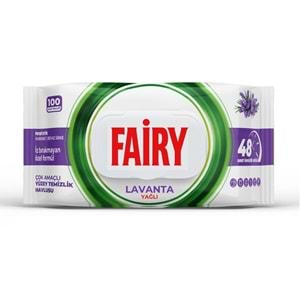 Fairy Yüzey Temizlik Havlusu 100 Yaprak Lavanta Yağlı - Beyaz Sirke - Karbonat Plastik Kapaklı