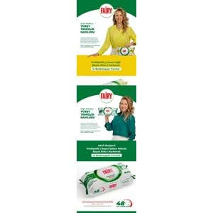 Fairy Yüzey Temizlik Havlusu 100 Yaprak Limon Yağlı - Beyaz Sirke - Karbonat Plastik Kapaklı