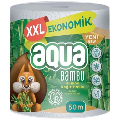 Aqua Kağıt Havlu 3 Katlı Jumbo Paket XXL Bambu (50 Metre)
