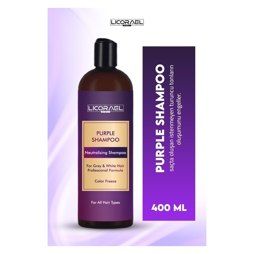 Licorael Dubai Purple Shampoo Neutralising Shampoo (Turunculaşma Karşıtı Mor Şampuan) 400ML